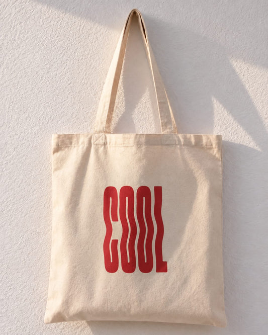 Cool Minimalist Aesthetic Red Wavy Typography Tote Bag