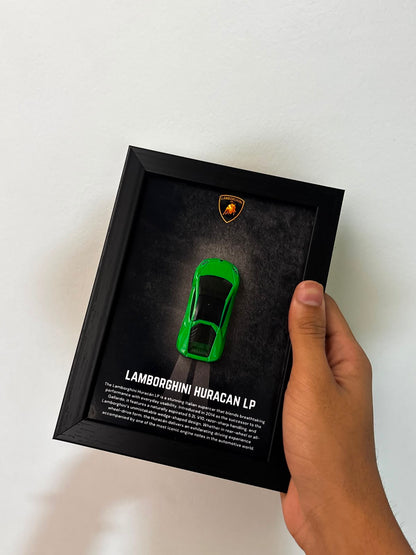 Lamborghini Huracan LP Green 3D Car Frame Detachable Hot Wheels Diecast