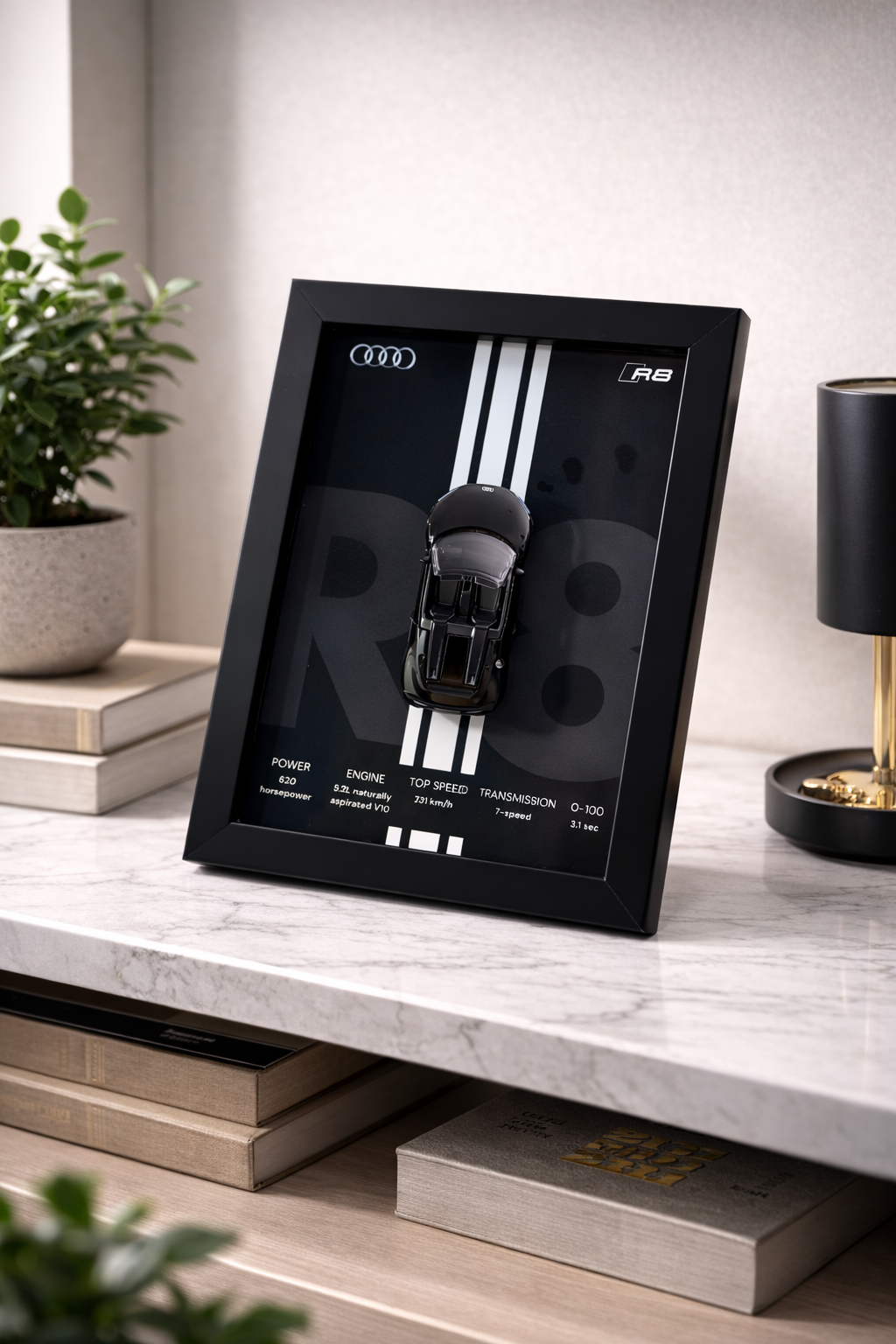 Audi R8 3D Detachable Hot Wheels Car Frame - Diecast Display India - Artistic Affairs