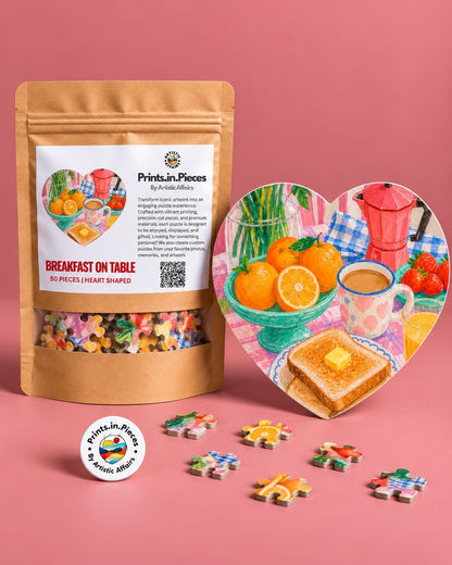 Breakfast on Table Heart-Shaped Puzzle