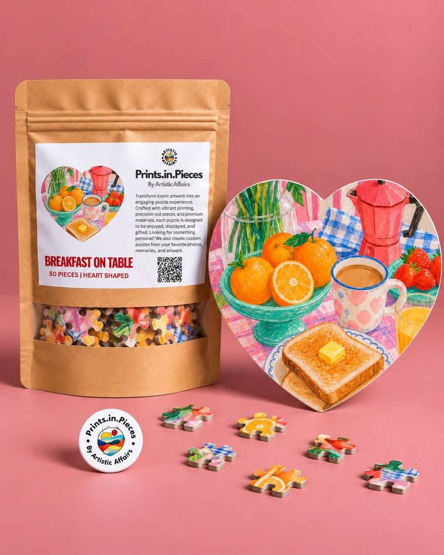 Breakfast on Table Heart-Shaped Puzzle