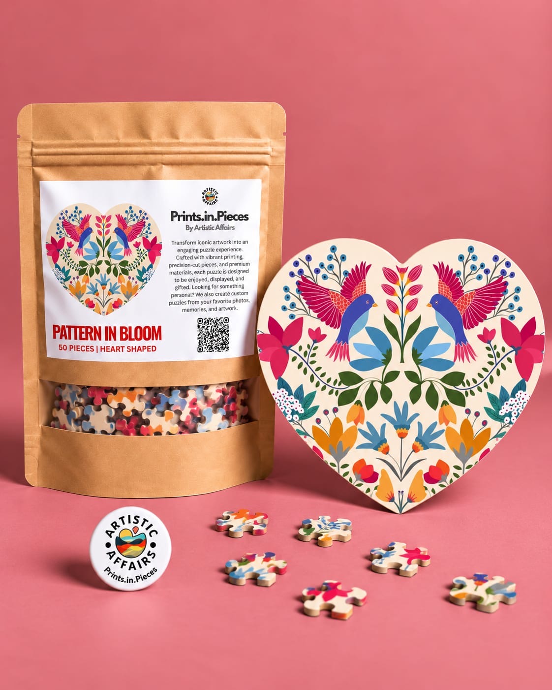 Pattern in Bloom Heart-Shaped Puzzle