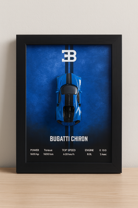 Bugatti Chiron 3d Car frame 1:64 scale (blue)