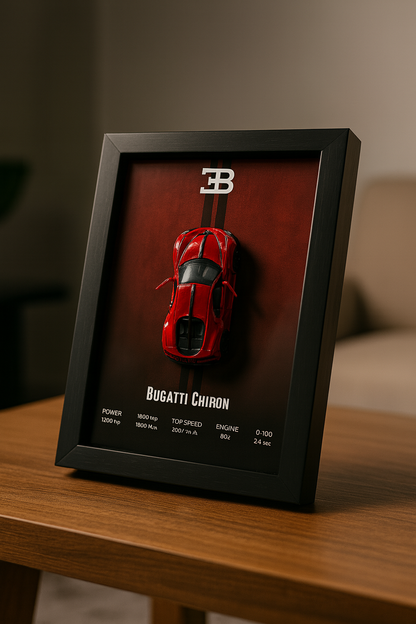 Bugatti Chiron 3d Car frame 1:64 scale (red)