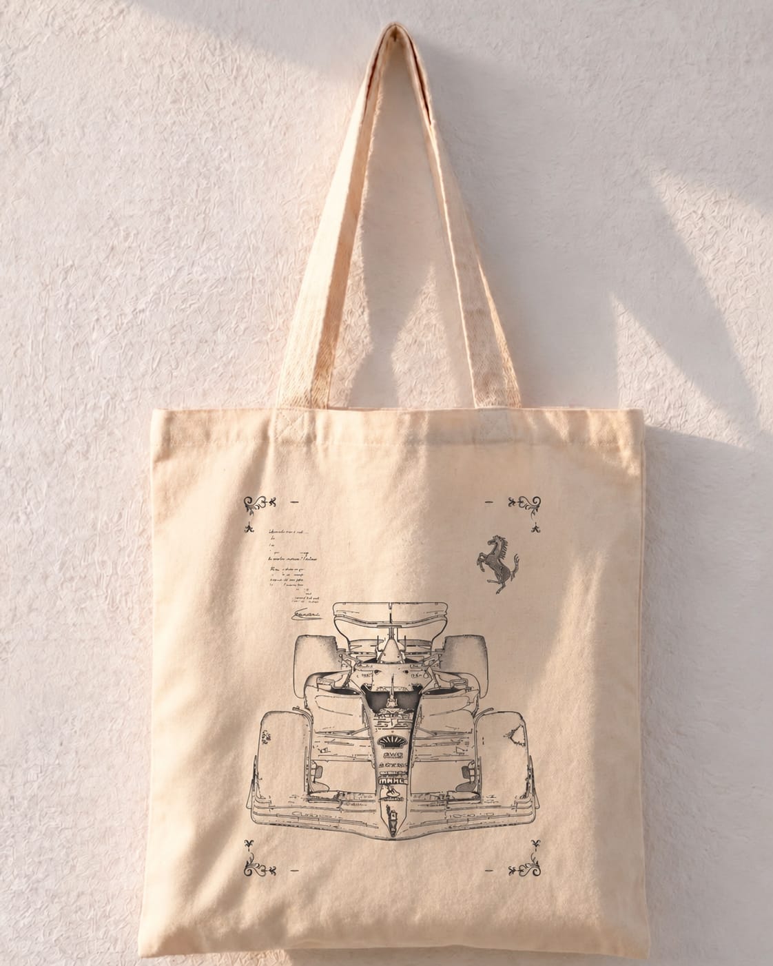 Ferrari F1 Technical Blueprint Tote Bag