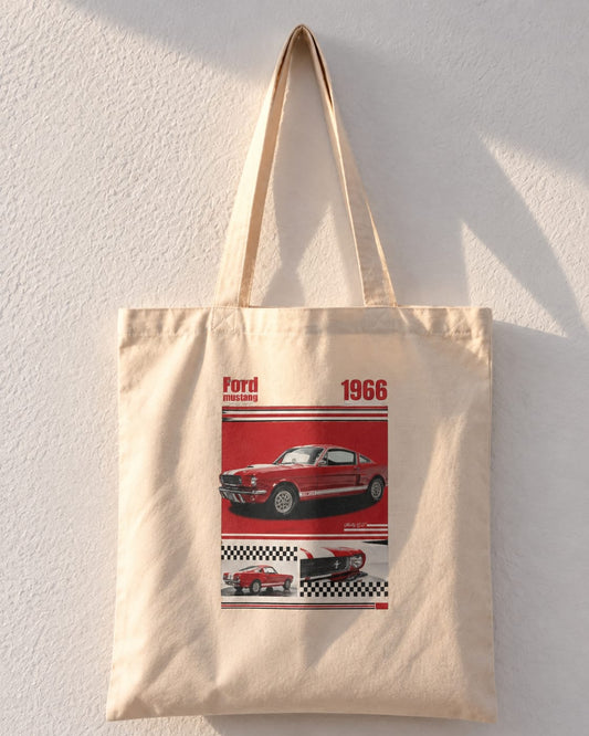 Ford Mustang 1966 Vintage Classic Car Tote Bag