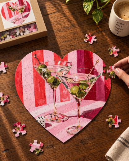 Cocktail Hour Martini Heart Shaped Puzzle