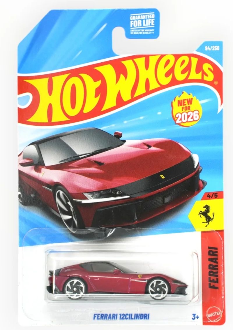 Hot Wheels Ferrari 12Cilindri dark red 1:64 die-cast car, Ferrari series
