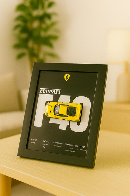 Ferrari F40 3d Hotwheels Car frame 1:64 scale (Q case)