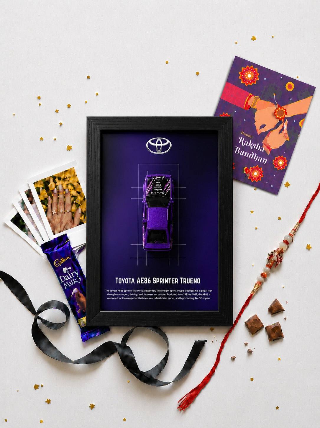 Toyota AE86 Sprinter Trueno drift car art frame gift set