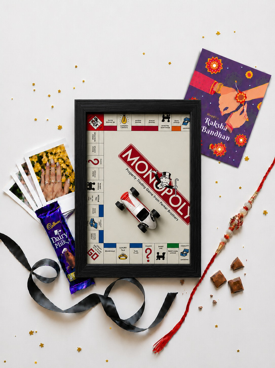 Monopoly board car themed art frame gift hamper