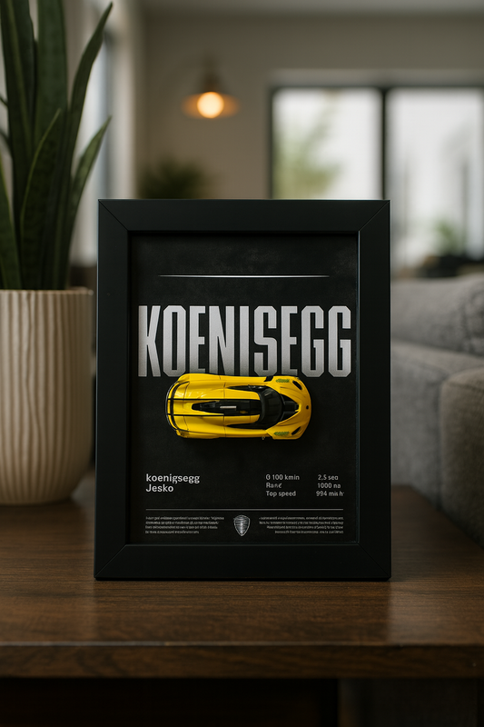 Koenisegg Jesko 3d Hotwheels Car Frame (yellow)
