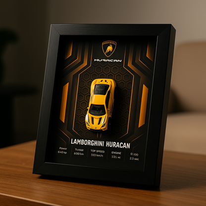 Lamborghini Huracan Car frame 1:64 scale (yellow) P&Q case