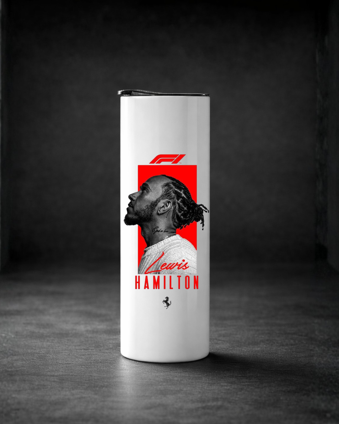 Ferrari Lewis Hamilton Formula 1 Team Stainless Steel Tumbler with Metal Straw