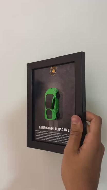 Lamborghini Huracan LP Green 3D Car Frame Detachable Hot Wheels Diecast