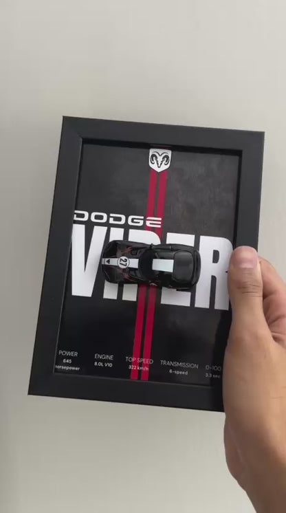 Dodge Viper 3D Car Frame Detachable Hot Wheels Diecast Wall Art