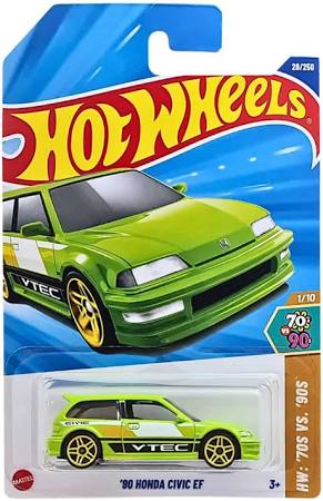 Hot Wheels Mainline - K Case 2025 | L Case 2025 - 90 Honda Civic EF - HW 70's Vs 90's - Long Card