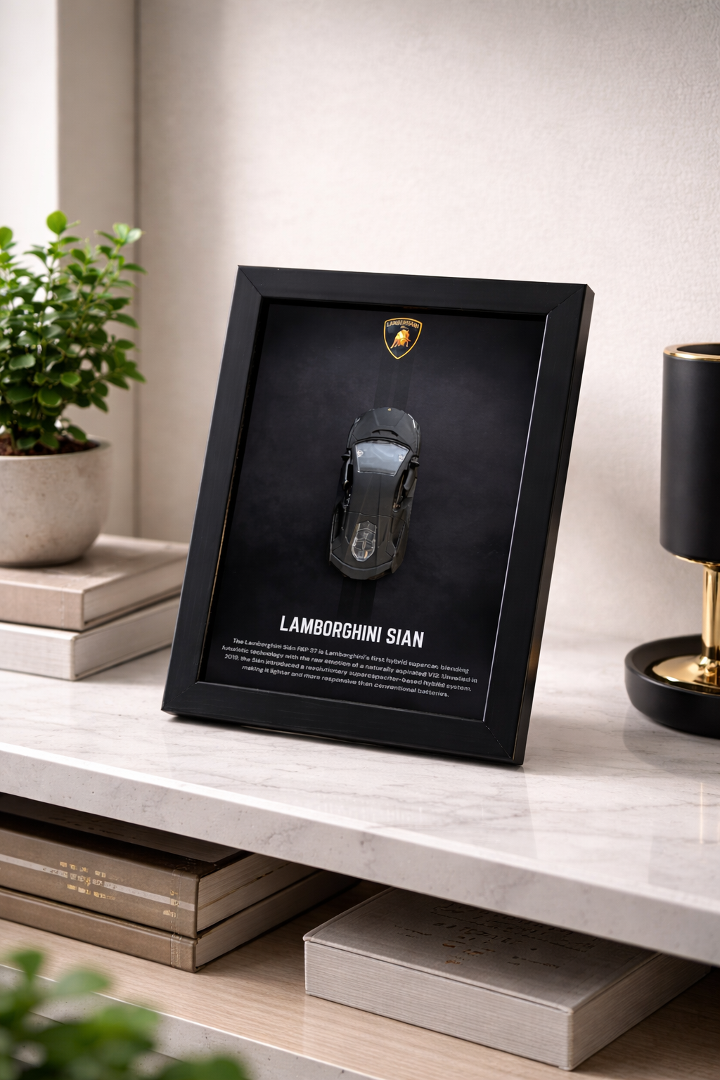 Lamborghini Sian 3D Detachable Hot Wheels Car Frame Matte - Diecast Display India - Artistic Affairs