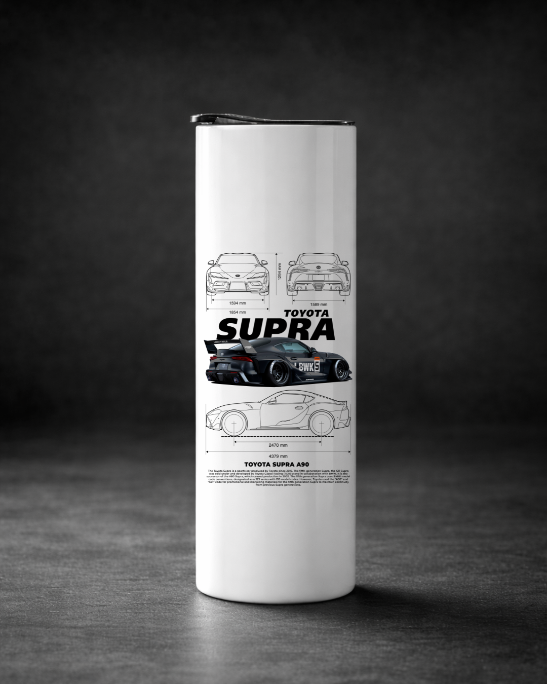 Toyota Supra A90 Stainless Steel Tumbler with Metal Straw