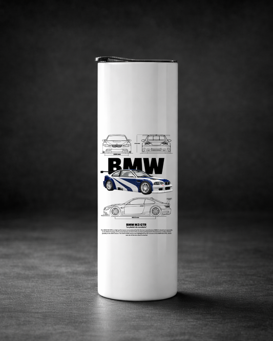 BMW M3 GTR Stainless Steel Tumbler with Metal Straw