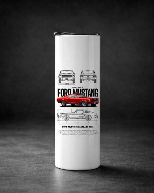 1965 Ford Mustang Fastback Stainless Steel Tumbler with Metal Straw