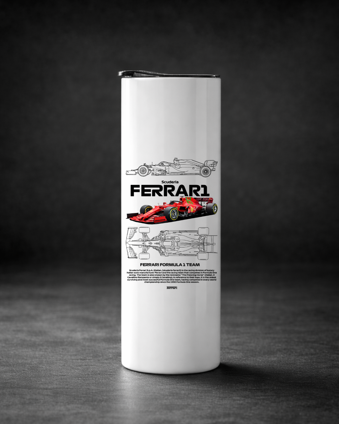 Ferrari Formula 1 Team Stainless Steel Tumbler with Metal Straw