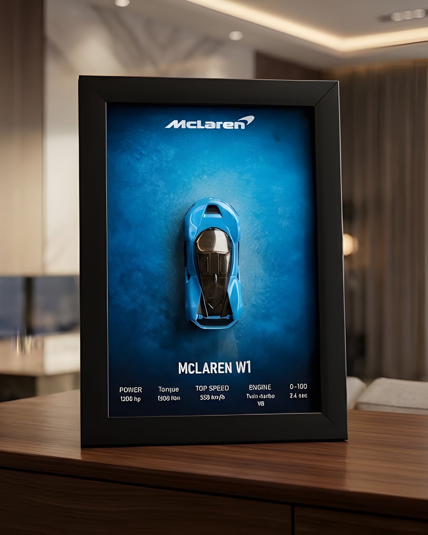 McLaren W1 Blue 3d Hotwheels Car Frame